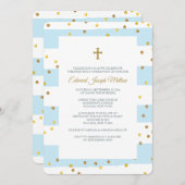 Gouden Confetti Blauw Religieuze Uitnodiging (Voorkant / Achterkant)