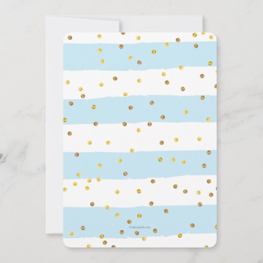 Gouden Confetti Blauw Religieuze Uitnodiging (Achterkant)