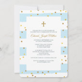 Gouden Confetti Blauw Religieuze Uitnodiging (Voorkant)