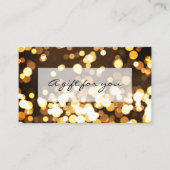 Gouden confetti bokeh glitter cadeaubon visitekaartje (Voorkant)