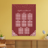 Gouden Confetti Bourgondië Kant Trouw Stoelen Plat Canvas Afdruk (Insitu (Woonkamer))