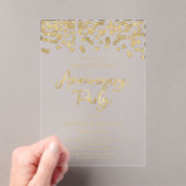Gouden Confetti bruiloft Jubileum Acryl Uitnodigingen (Insitu (Draagbaar))