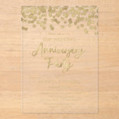 Gouden Confetti bruiloft Jubileum Acryl Uitnodigingen (Voorkant)