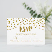 Gouden Confetti bruiloft RSVP Kaarten (Staand voorkant)