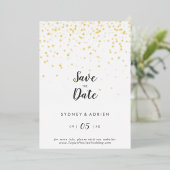 Gouden Confetti bruiloft Save The Date Gold Folie Uitnodiging (Staand Voorkant)