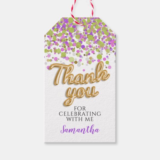 Gouden Confetti cadeau Labels Cadeaulabel (Voorkant)