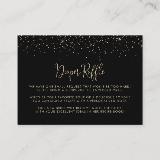Gouden Confetti Calligrafie Huwelijk Recept Verzoe Informatiekaartje (Voorkant)