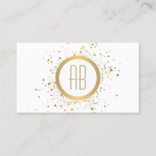 Gouden Confetti Circle Monogram Wit Visitekaartje
