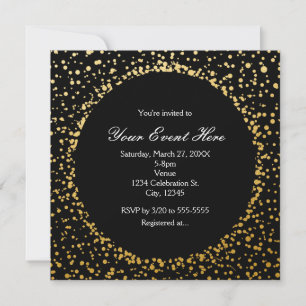Gouden Confetti Elegante Glamour Stippen Uitnodigi Kaart