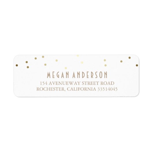 Gouden Confetti Elegante witte bruiloft Etiket (Voorkant)