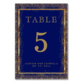 Gouden Confetti en Donkerblauw - Tafel Kaart (Achterkant)