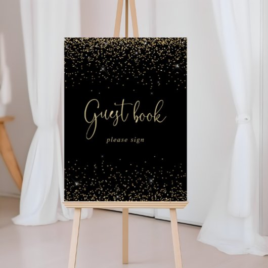 Gouden Confetti Fancy Script Gastboek Handtekening Poster