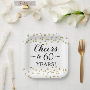 Gouden Confetti gejuicht tot 60 jaar Papieren Bordje
