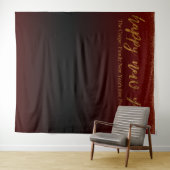 Gouden Confetti Gelukkig Nieuwjaar! Zwarte & Rode  Wandkleed (In Situ (horizontaal))