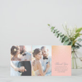 Gouden confetti glamour roze trouw bedankje bedankkaart (Staand voorkant)