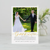 Gouden Confetti Handlettering Huwelijk Bedankt Folie Uitnodiging (Staand Voorkant)