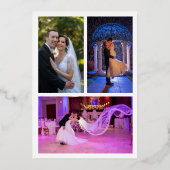 Gouden Confetti Handlettering Huwelijk Bedankt Folie Uitnodiging (Achterkant)