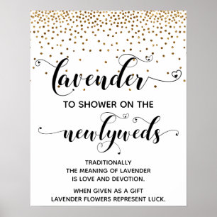 Gouden Confetti Harten Regen met Lavendel Bord Poster