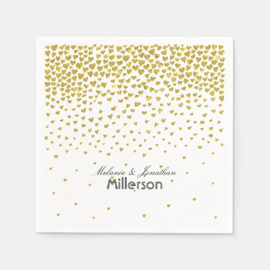 Gouden Confetti harten Servet (Voorkant)