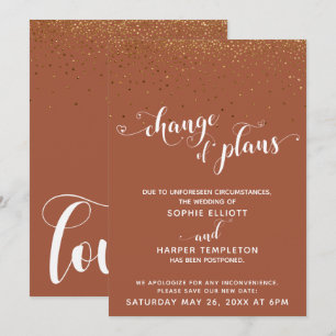 Gouden Confetti Kaneel Stick Verandering van Plans Kaart