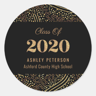 Gouden Confetti Klasse van 2020 Black Graduation P Ronde Sticker