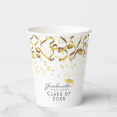 Gouden Confetti Klasse van Afstuderen Papieren Bekers (Achterkant)