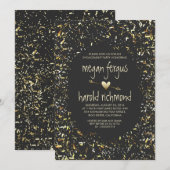 Gouden confetti krijtbord verlovingsfeest kaart (Voorkant / Achterkant)