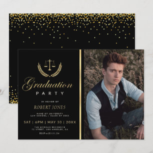 gouden confetti Law school afstudeerfeest Kaart