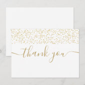 Gouden Confetti Moderne Elegante Script Bedankkaart (Voorkant / Achterkant)