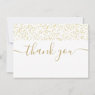 Gouden Confetti Moderne Elegante Script Bedankkaart
