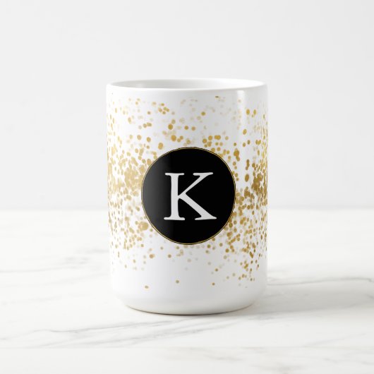 Gouden Confetti Monogram Koffiemok (Center)