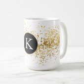 Gouden Confetti Monogram Koffiemok (Voorkant rechts)