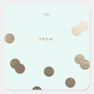 Gouden confetti namaak folie cadeau vierkante sticker