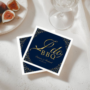Gouden Confetti Navy Blauwe I Do BBQ Trouwfeest Servet