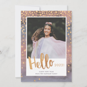 Gouden Confetti Nieuwjaar Fotokaart Feestdagenkaart