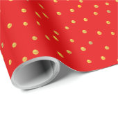 Gouden confetti op rood cadeaupapier (Rol Hoek)