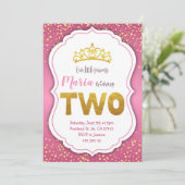 Gouden Confetti Princess 2e verjaardag Kaart (Staand voorkant)