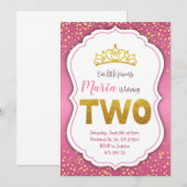 Gouden Confetti Princess 2e verjaardag Kaart (Voorkant / Achterkant)