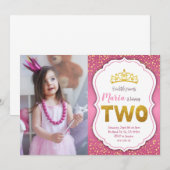 Gouden Confetti Princess 2e verjaardag Kaart (Voorkant / Achterkant)