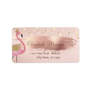 Gouden confetti, Roze gouden kwaststreek Roze Flam Etiket