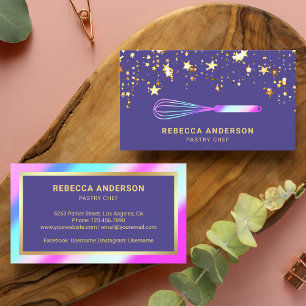 Gouden Confetti Roze Paarse Snor Banketbakker Bakk Visitekaartje
