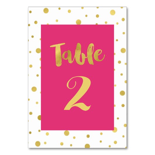 Gouden Confetti Roze Trouwtafel Aantal Kaarten (Voorkant)