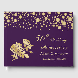 Gouden Confetti Rozen 50ste bruiloft Jubileum Gastenboek
