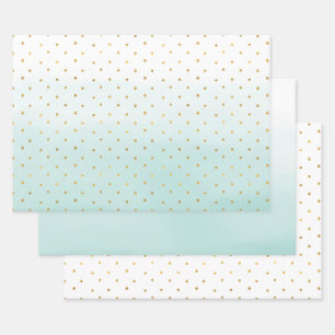 Gouden Confetti Stippen Aqua Mint Inpakpapier Vel