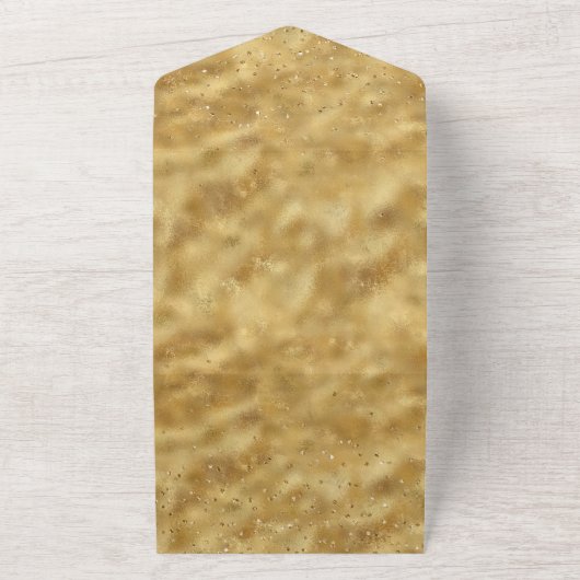 Gouden Confetti Stippen in één keer All In One Uitnodiging (Buitenkant)