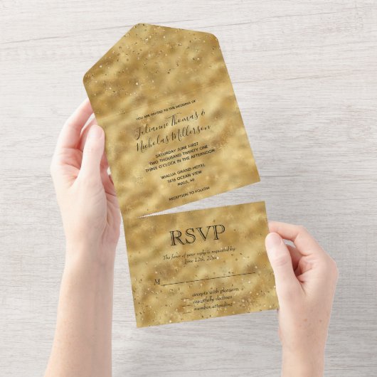 Gouden Confetti Stippen in één keer All In One Uitnodiging (Afscheurbaar)