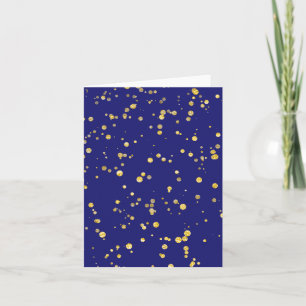 Gouden confetti stippen Middenblauw Bedankkaart
