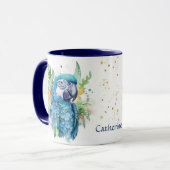 Gouden Confetti tropische blauwe papegaai Mok (Voorkant links)