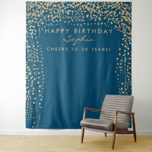 Gouden Confetti Verjaardag Achtergrond Elke Leefti Wandkleed