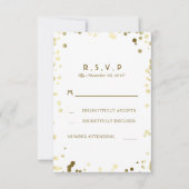 Gouden Confetti Witte Elegante Trouwen RSVP Kaarte (Voorkant)